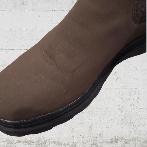 Zara Brown Faux Leather Split Corduroy Sock Boots Pull On Ankle Booties Size 36 - Picture 6 of 11